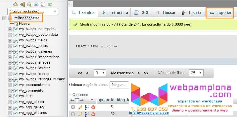 Cómo hacer una copia de la base de datos de wordpress