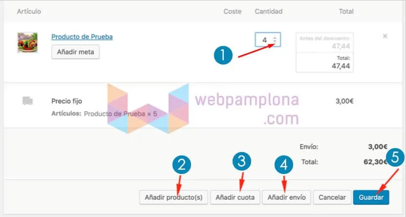 Editar el pedido para añadir o quitar productos